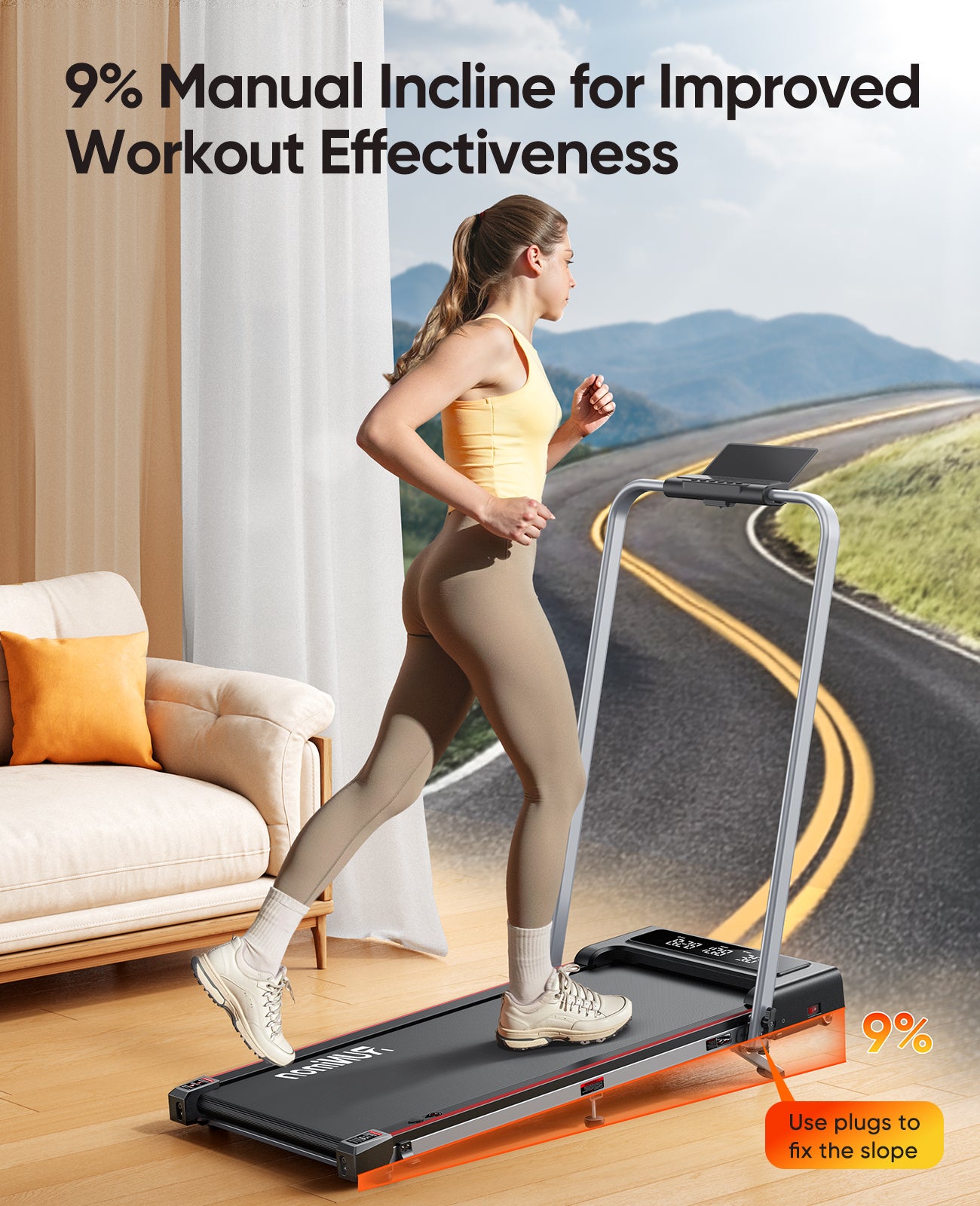 6 in 1 Folding Treadmill with 9% Incline, RUNIMON Walking Pad Treadmills for Home Foldable, 2.5HP Under Desk Running Pad Walk Pads Treadmill 1-12KM/H with LED Display, Magnetic Remote&APP Control was not as described on detail page