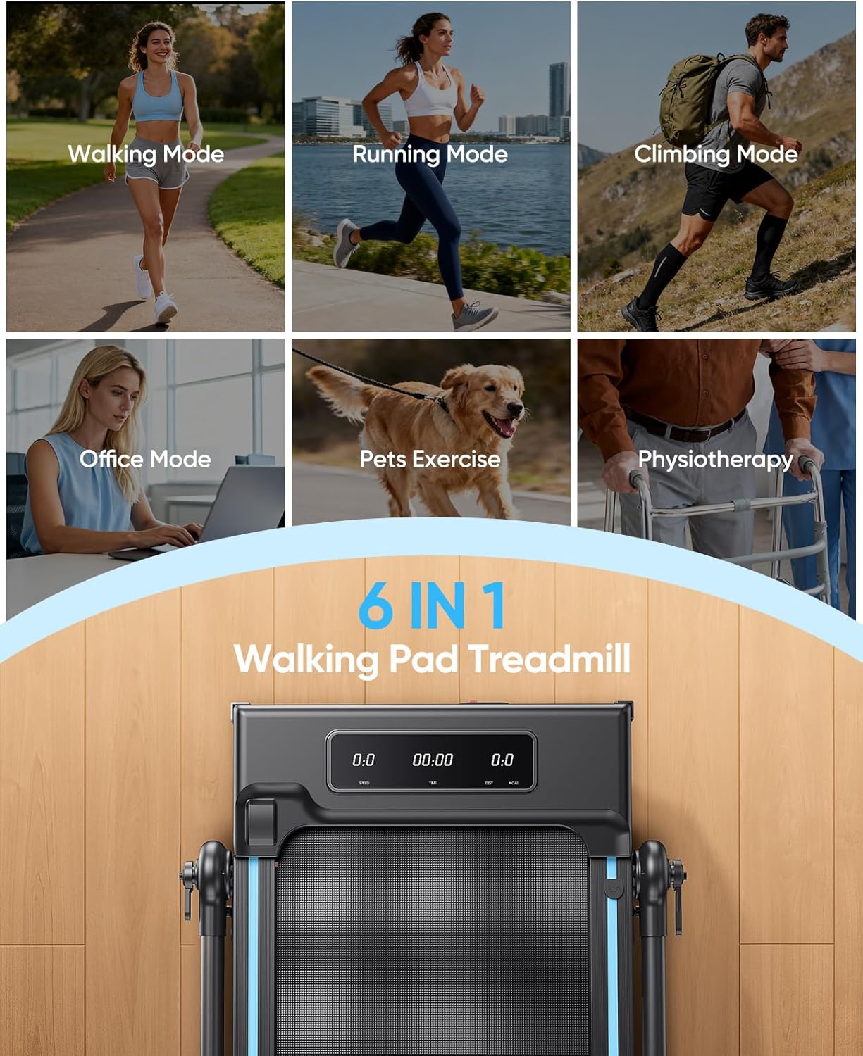 3.0HP Treadmill with Handle and 2%-7%-12% Incline, 6 in 1 Walking Pad Folding Treadmills for Home Foldable with 1-12KM/H, RGB Lights,LED Display,Magnetic Remote&APP Control