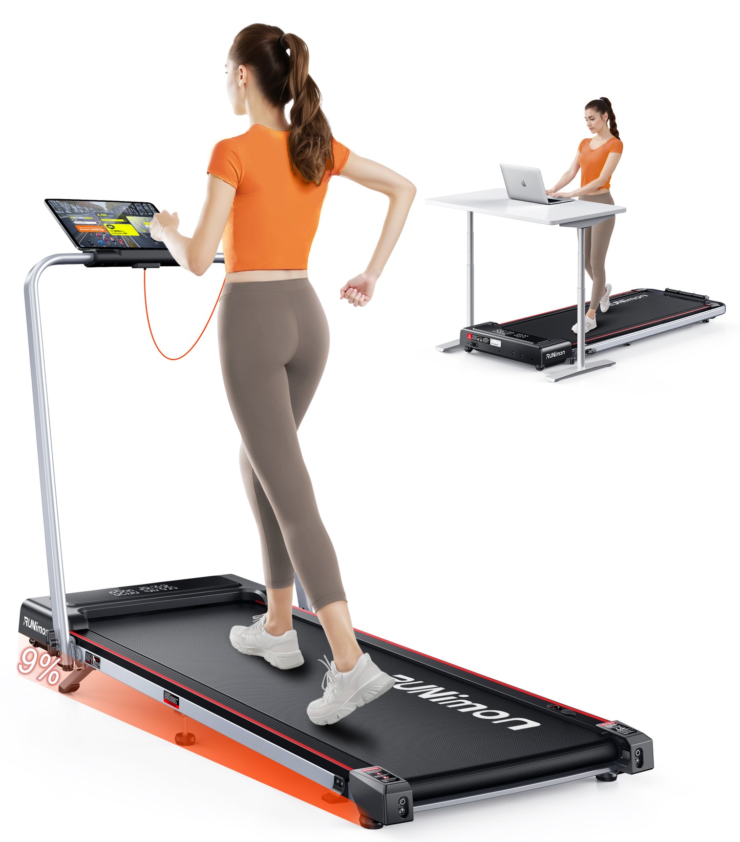 6 in 1 Folding Treadmill with 9% Incline, RUNIMON Walking Pad Treadmills for Home Foldable, 2.5HP Under Desk Running Pad Walk Pads Treadmill 1-12KM/H with LED Display, Magnetic Remote&APP Control was not as described on detail page