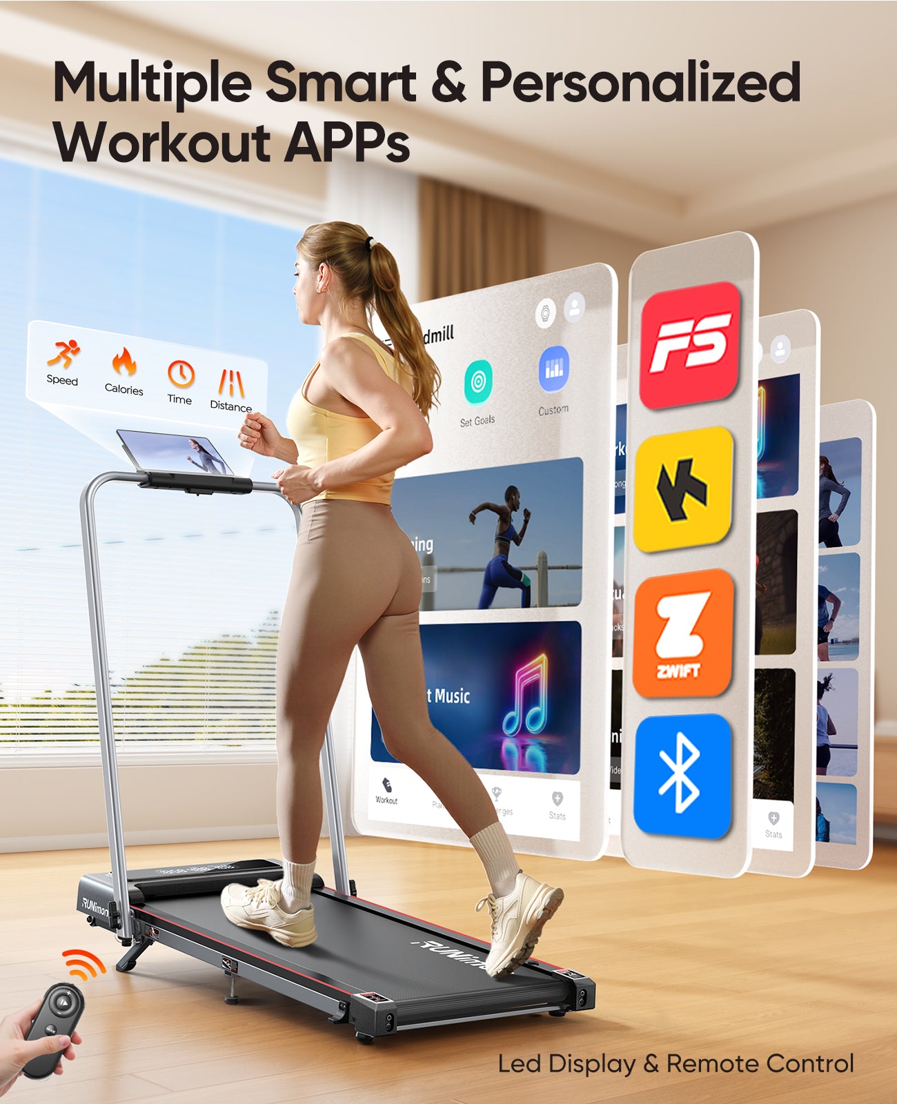 6 in 1 Folding Treadmill with 9% Incline, RUNIMON Walking Pad Treadmills for Home Foldable, 2.5HP Under Desk Running Pad Walk Pads Treadmill 1-12KM/H with LED Display, Magnetic Remote&APP Control was not as described on detail page