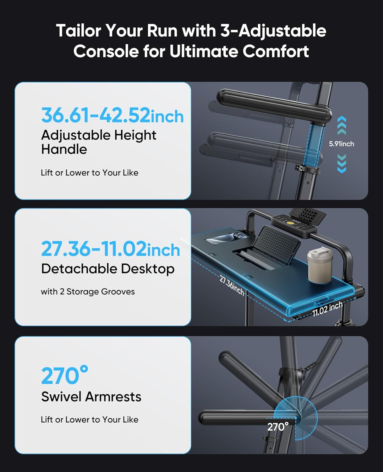 3.0HP Treadmill with Handle and 2%-7%-12% Incline, 6 in 1 Walking Pad Folding Treadmills for Home Foldable with 1-12KM/H, RGB Lights,LED Display,Magnetic Remote&APP Control