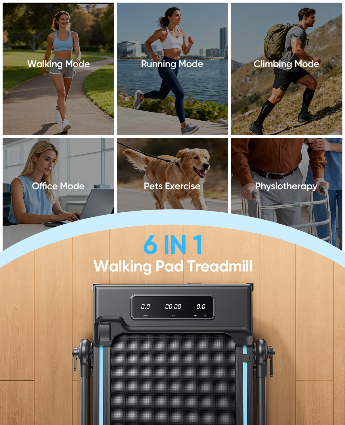 3.0HP Treadmill with Handle and 2%-7%-12% Incline, 6 in 1 Walking Pad Folding Treadmills for Home Foldable with 1-12KM/H, RGB Lights,LED Display,Magnetic Remote&APP Control